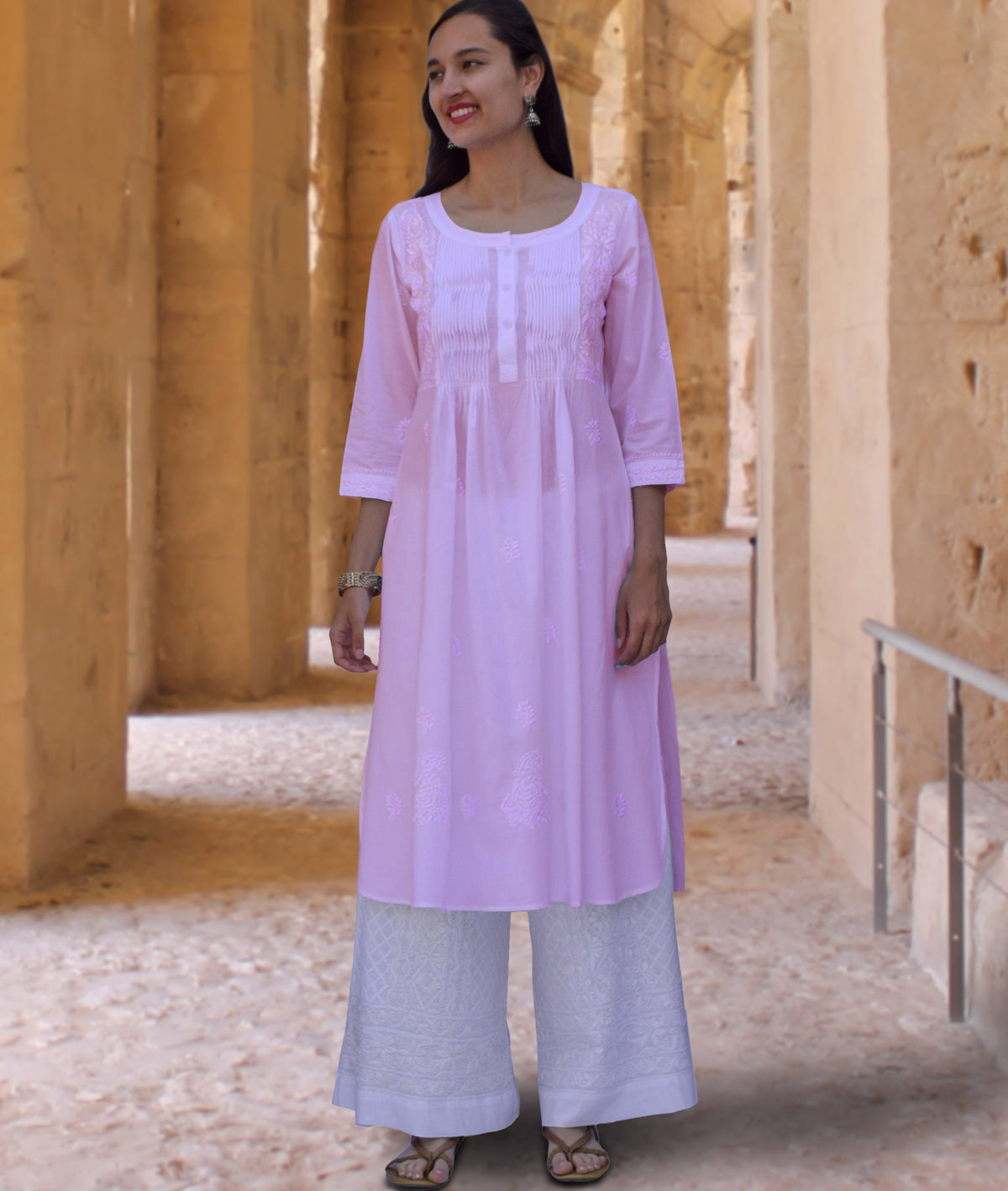 SARA Pure Cotton Hand Embroidered Long Tunic Dress Kurta: Made to Order/Customizable