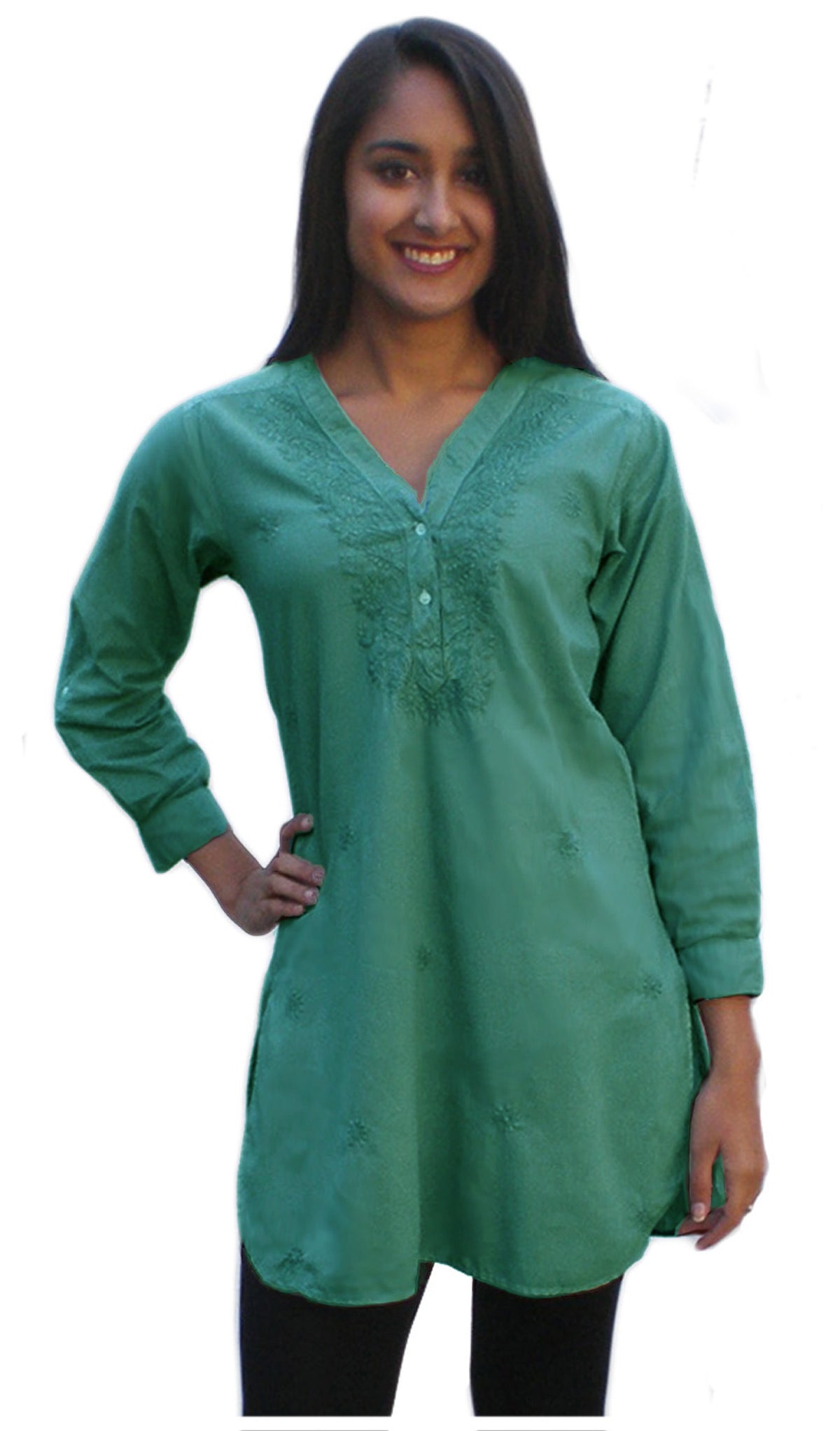 Uma Hand Embroidered Pure Cotton Shirt Tunic (Regular Sizes)