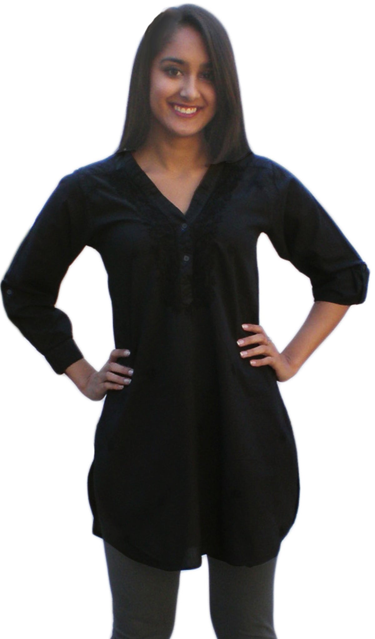 Uma Hand Embroidered Pure Cotton Shirt Tunic (Plus Sizes)