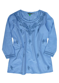 Eri Hand Embroidered Pure Cotton Short Tunic Top