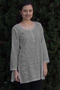 STUTI Pure Cotton All Over Hand Embroidered Tunic: : Made to Order/Customizable