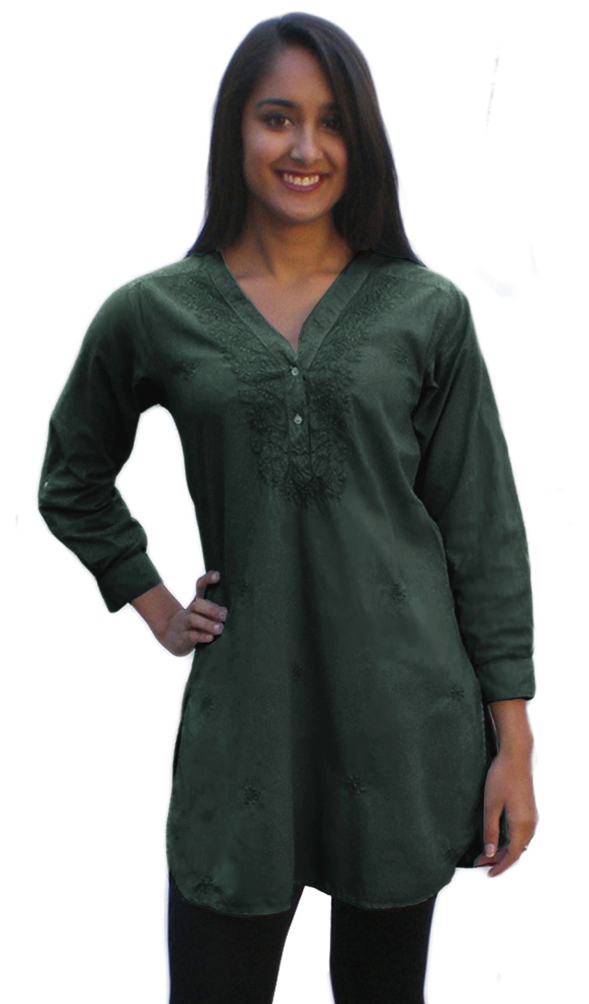 Uma Hand Embroidered Pure Cotton Shirt Tunic (Regular Sizes)