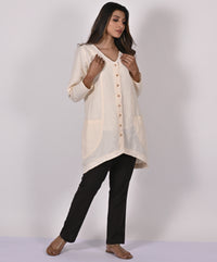 ANITA Linen-Cotton Hand Embroidered Tunic Dress: Made to Order/Customizable