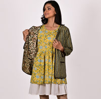 Arya Cotton Block Printed Hand Embroidered Jacket, Made to Order