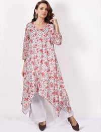 BINA Printed/Solid Pure Soft Cotton Uneven Hem Long Tunic Kurta Dress: Made to Order/Customizable