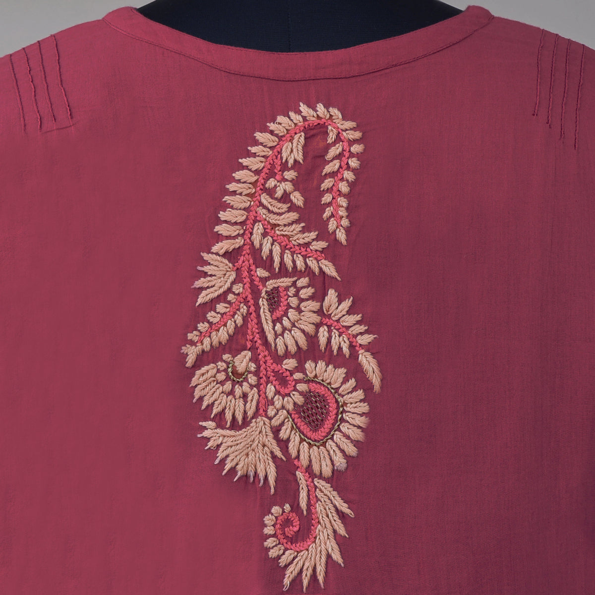 BAANI Cotton Hand Embroidered Long Dress, Kurta: Made to Order/Customizable