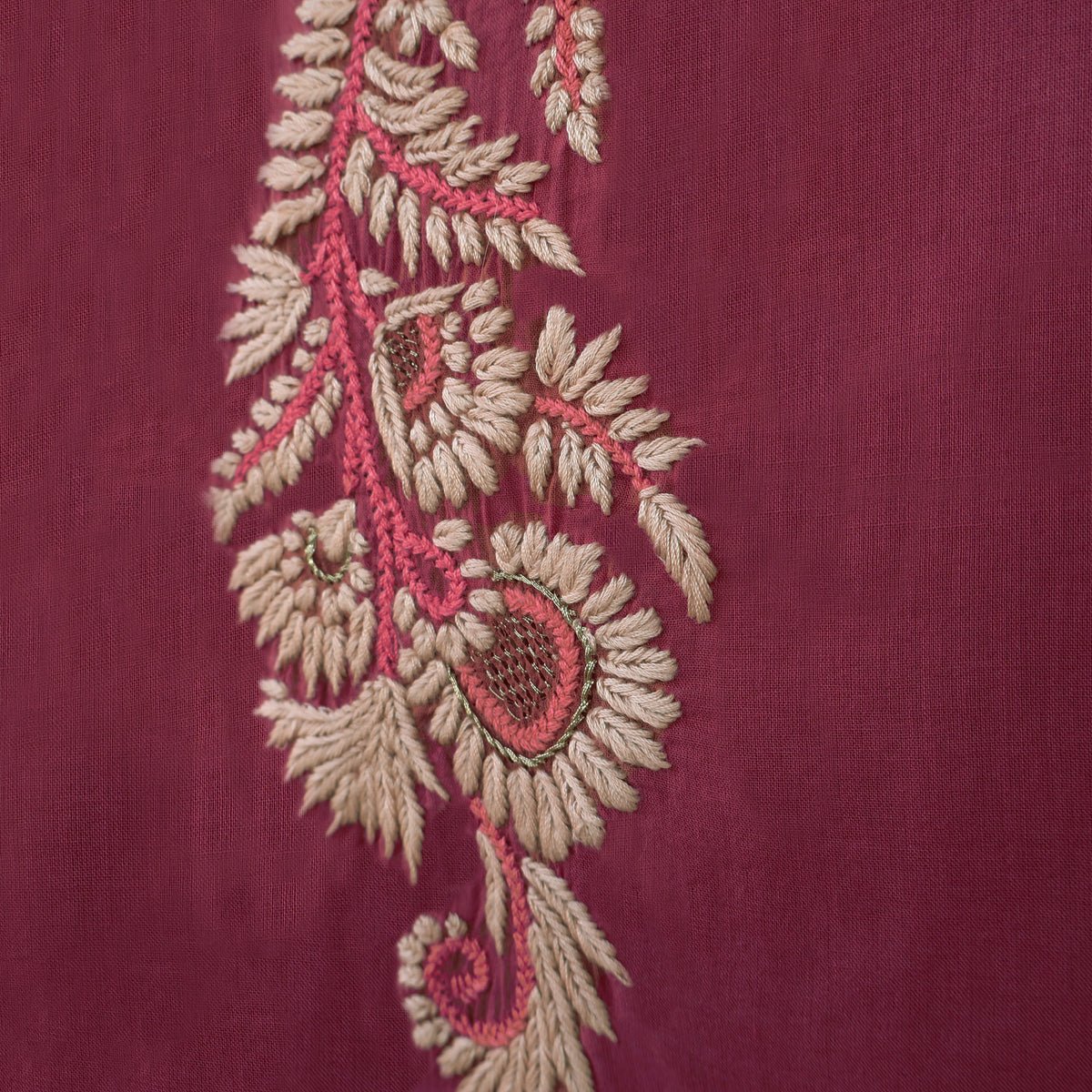 BAANI Cotton Hand Embroidered Long Dress, Kurta: Made to Order/Customizable