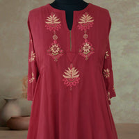 BAANI Cotton Hand Embroidered Long Dress, Kurta: Made to Order/Customizable