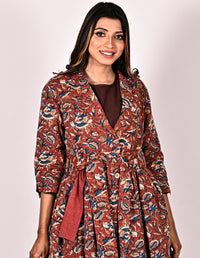 KALI Cotton Block Printed Long Jacket with Cotswool Lining