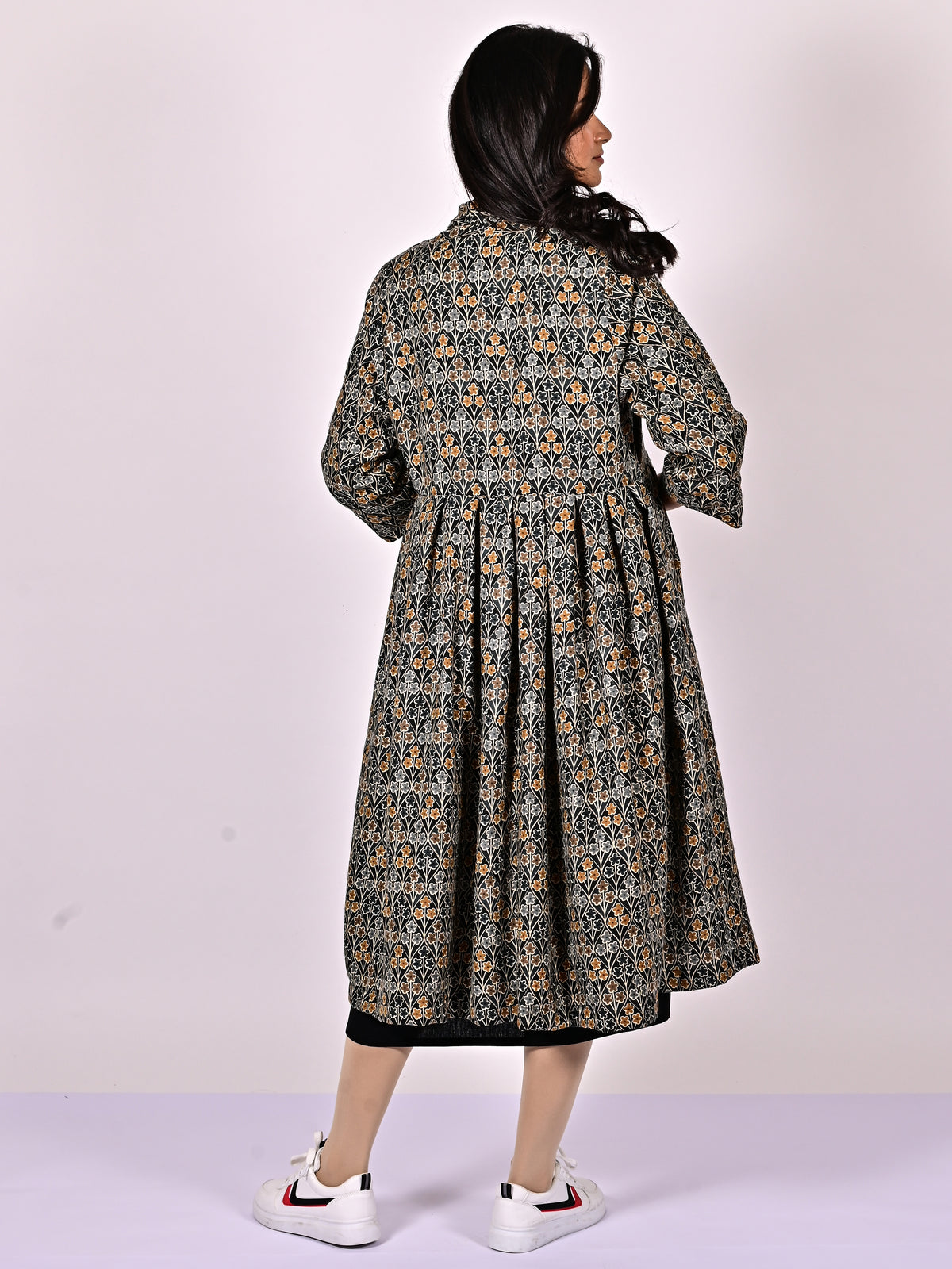 KALI Cotton Block Printed Long Jacket with Cotswool Lining