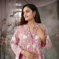 DHANIKA Block Print Pure Cotton Women Long Flared Dress