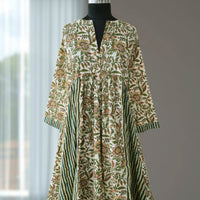 DEVIKA Block Print Pure Cotton Women Long Flared Dress