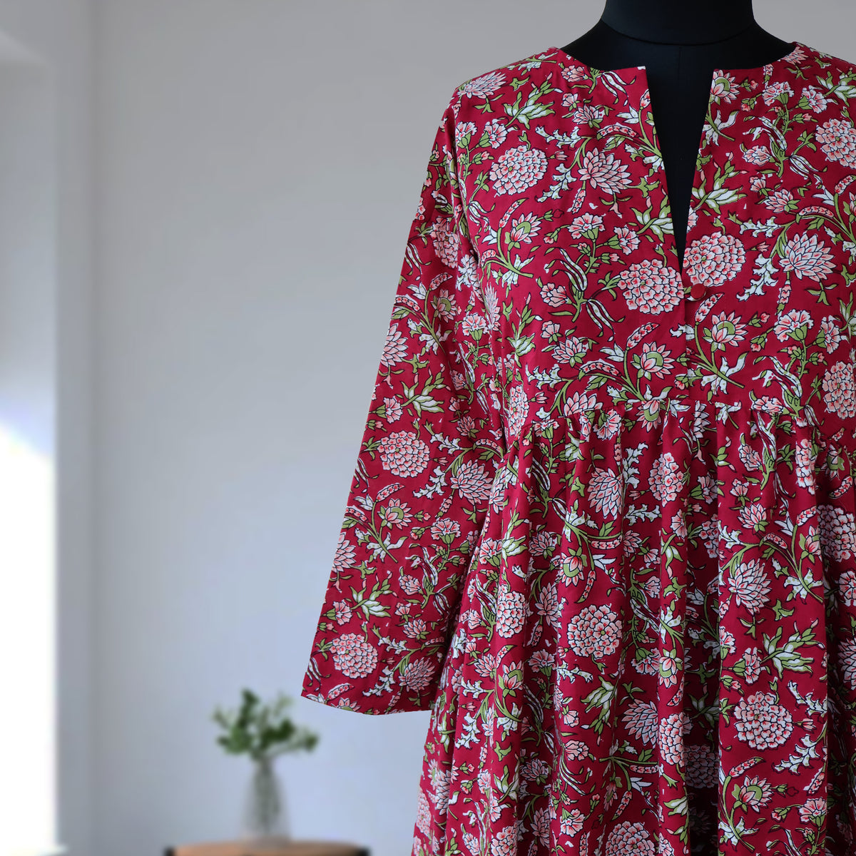 DEVIKA Block Print Pure Cotton Women Long Flared Dress