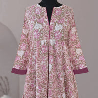 DHANIKA Block Print Pure Cotton Women Long Flared Dress