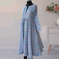 DHANIKA Block Print Pure Cotton Women Long Flared Dress