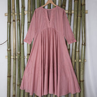 DEVINA Hand Embroidered Pure Cotton Women Long Flared Tunic Dress