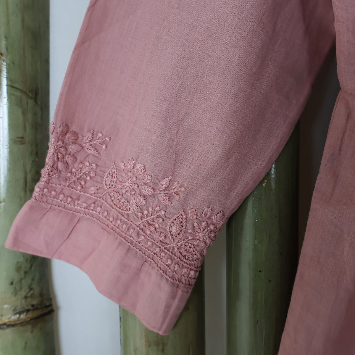 DEVINA Hand Embroidered Pure Cotton Women Long Flared Tunic Dress