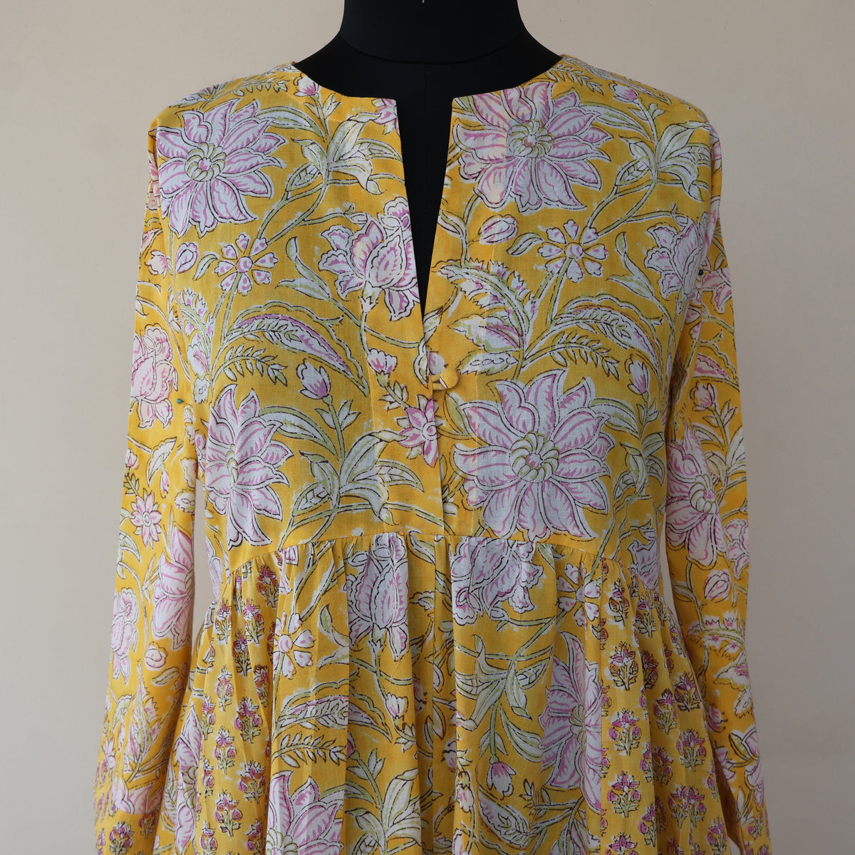 DEVIKA Block Print Pure Cotton Women Long Flared Dress