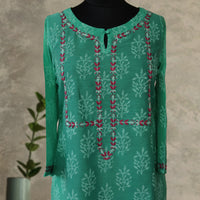 DITI Chanderi Silk Printed Hand embroidered Tunic Dress