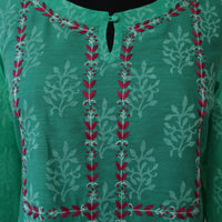 DITI Chanderi Silk Printed Hand embroidered Tunic Dress