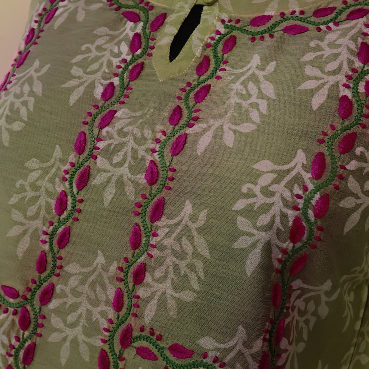 DITI Chanderi Silk Printed Hand embroidered Tunic Dress