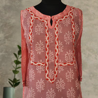 DITI Chanderi Silk Printed Hand embroidered Tunic Dress