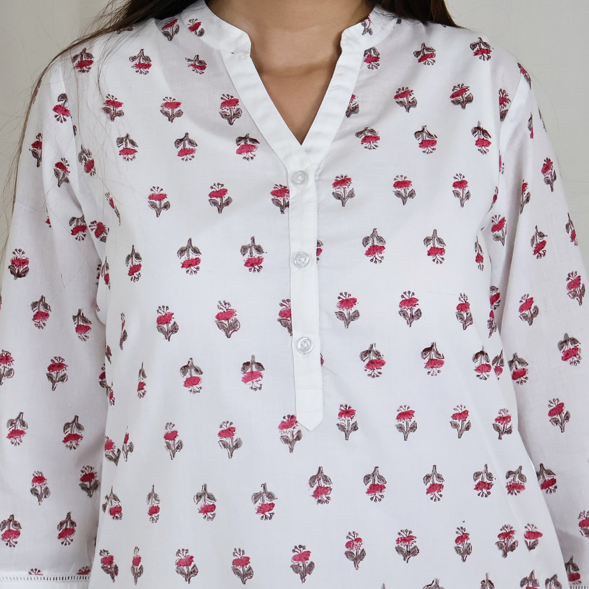 DORA Pure Cotton, Jaipuri Block Print, Hand Embroidery Kurta