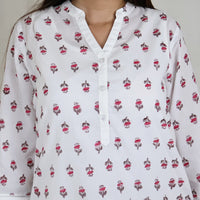 DORA Pure Cotton, Jaipuri Block Print, Hand Embroidery Kurta