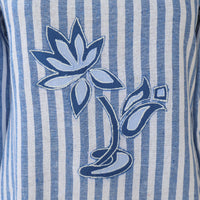 Elsa Cotton Striped Embroidered Casual Tunic