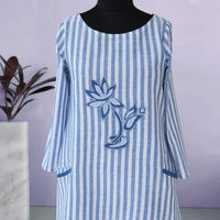Elsa Cotton Striped Embroidered Casual Tunic