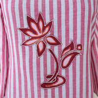 Elsa Cotton Striped Embroidered Casual Tunic