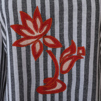 Elsa Cotton Striped Embroidered Casual Tunic