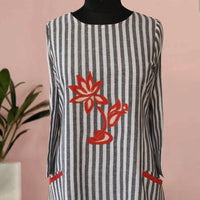 Elsa Cotton Striped Embroidered Casual Tunic