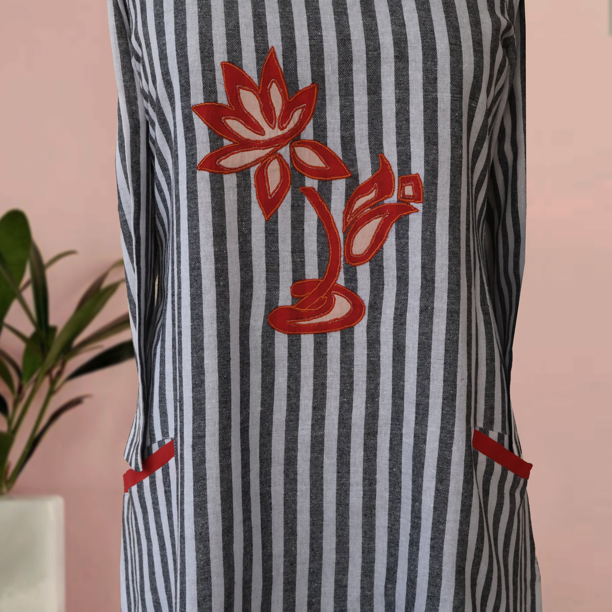 Elsa Cotton Striped Embroidered Casual Tunic