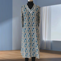EVONA Chanderi Silk Printed Hand embroidered Tunic Dress