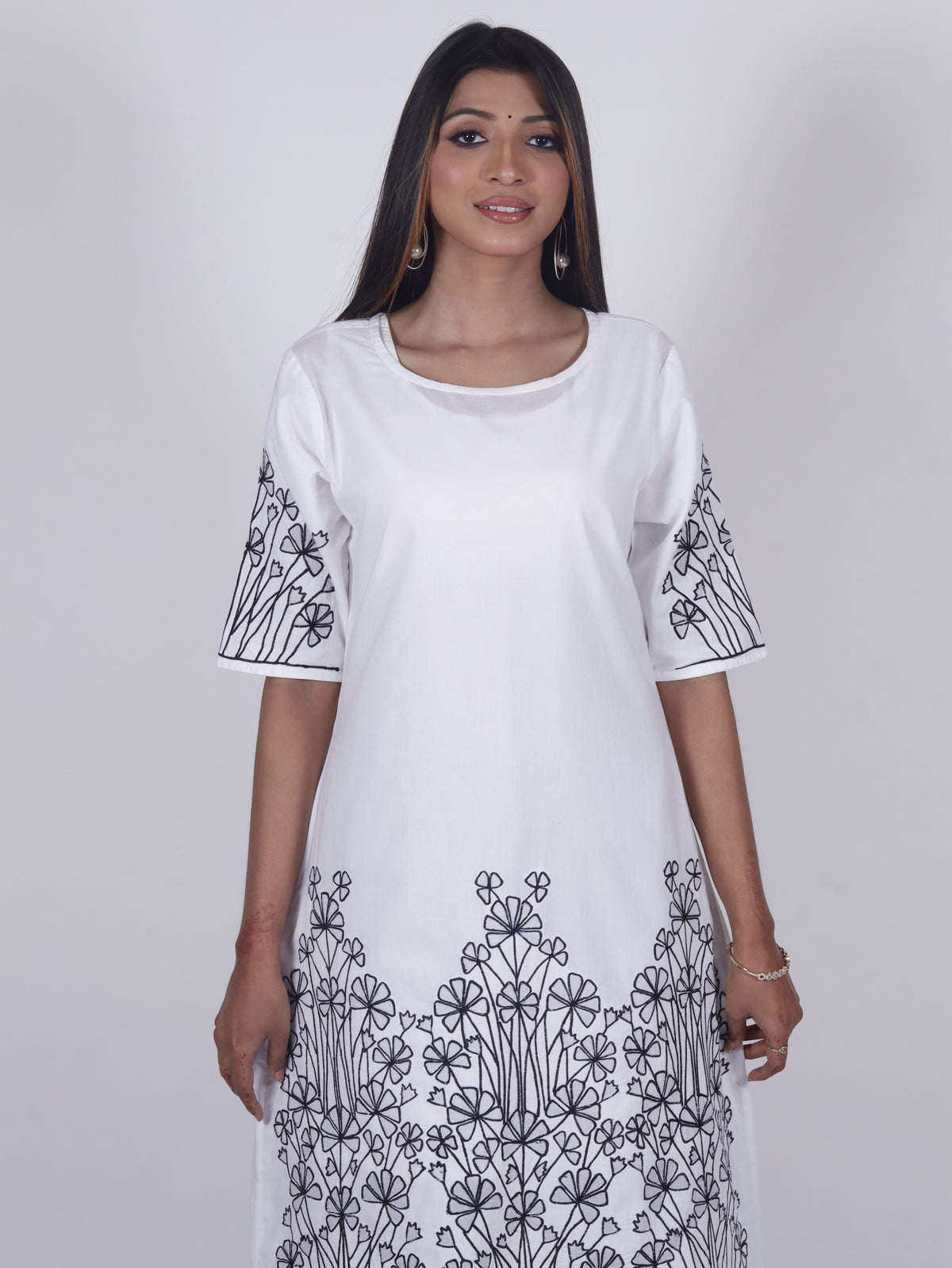GANGA Pure Cotton Applique work Embroidered Tunic Dress Kurta: Made to Order/Customizable