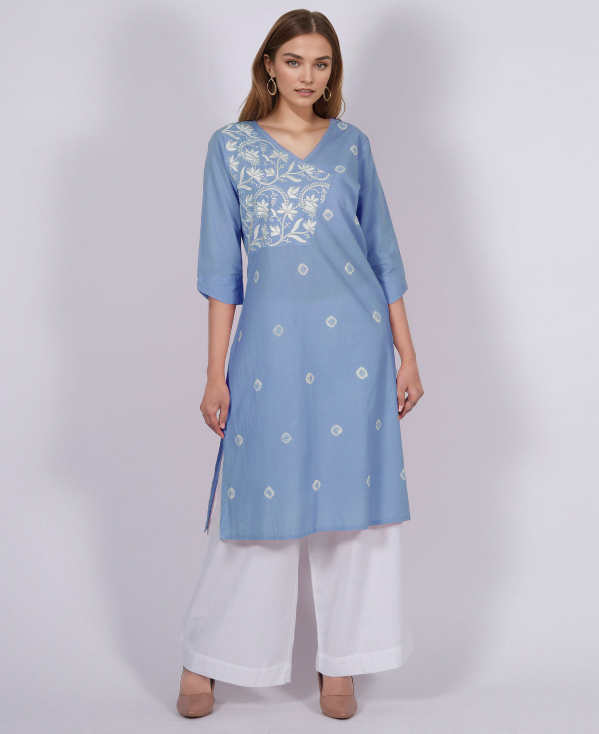 GODAVARI Pure Cotton Hand Embroidered Tie Dye Tunic Dress Kurta: Made to Order/Customizable