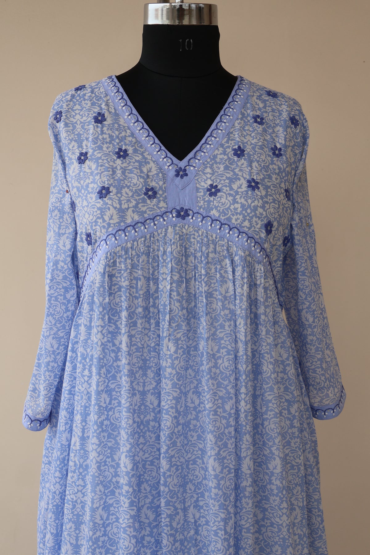 VRISHTI Pure Cotton Block Print, Red Long Dress Kurta