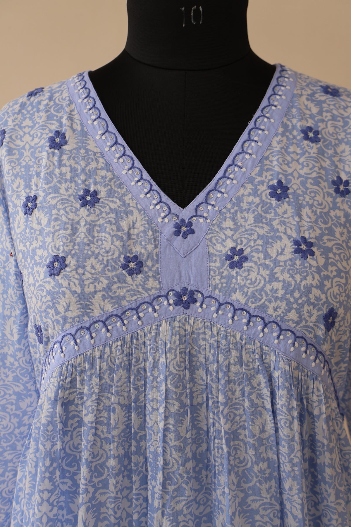 VRISHTI Pure Cotton Block Print, Red Long Dress Kurta