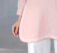 KALAPI Linen-Cotton Hand Embroidered Tunic Kurti: Made to Order/Customizable