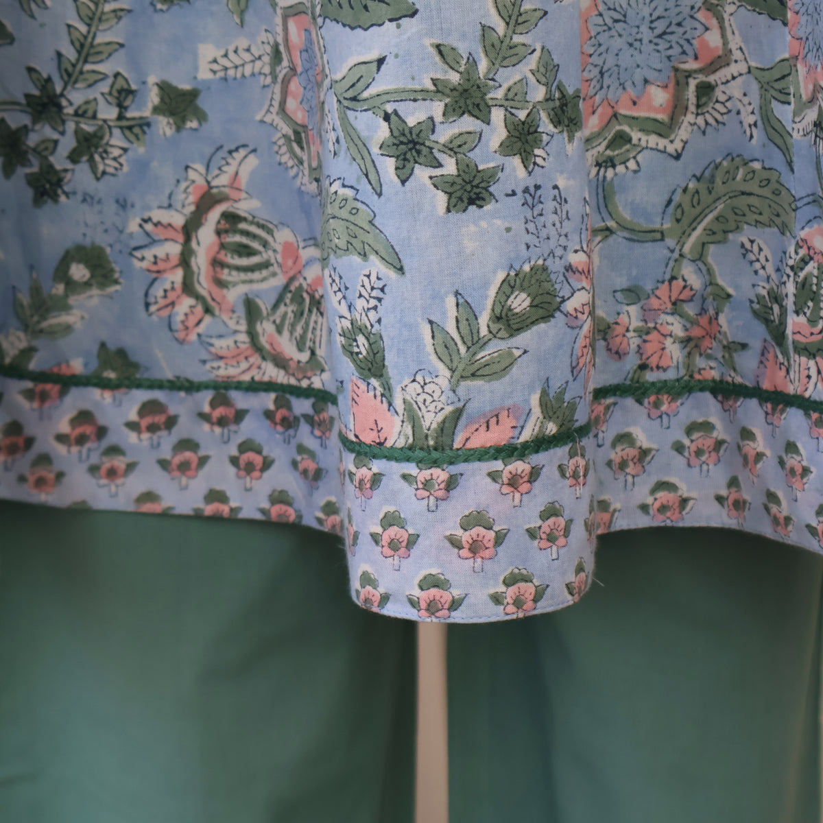 KAAYA Cotton, Jaipuri Block Print with Hand Embroidered Kurta Dress and Pant