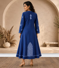 KRISHNA Cotton Hand Embroidered Tunic Kurta Dress; Made to Order/Customizable: