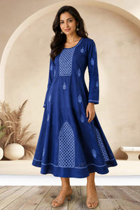 KRISHNA Cotton Hand Embroidered Tunic Kurta Dress; Made to Order/Customizable: