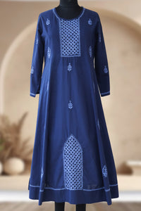 KRISHNA Cotton Hand Embroidered Tunic Kurta Dress; Made to Order/Customizable: