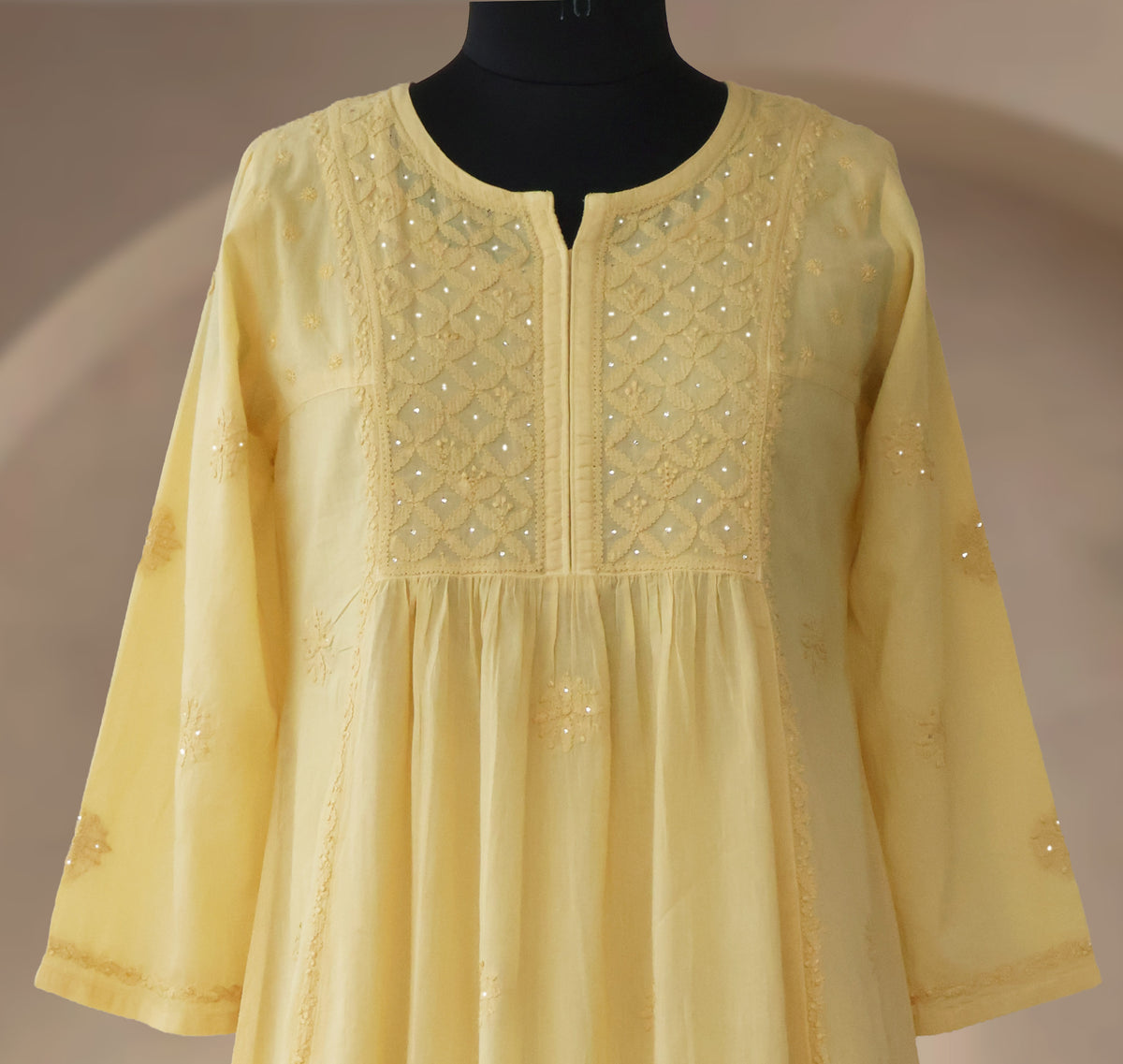 MANIKA Cotton Hand Embroidered Tunic Kurta Dress; Made to Order/Customizable