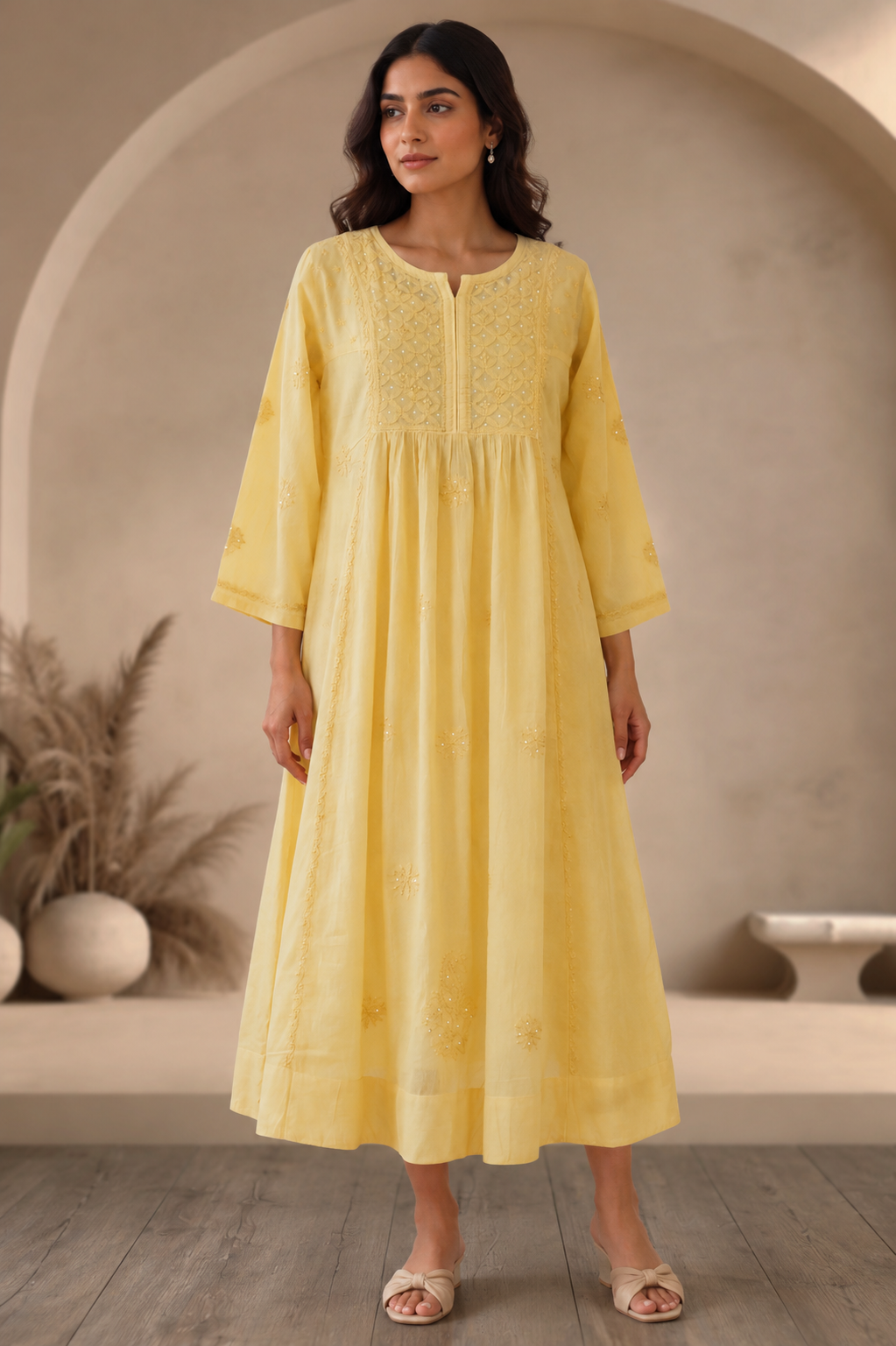 MANIKA Cotton Hand Embroidered Tunic Kurta Dress; Made to Order/Customizable