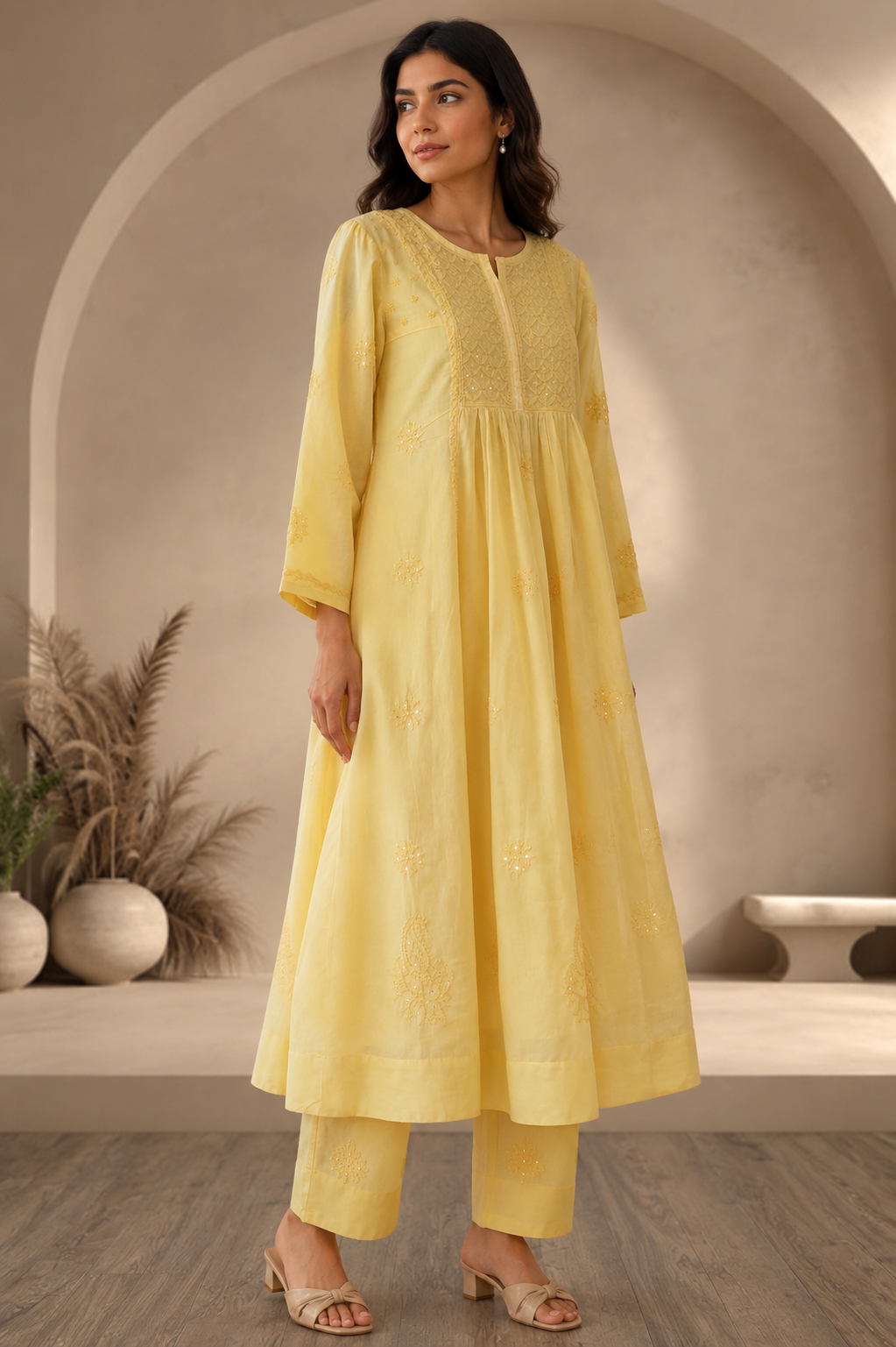 MANIKA Cotton Hand Embroidered Tunic Kurta Dress; Made to Order/Customizable
