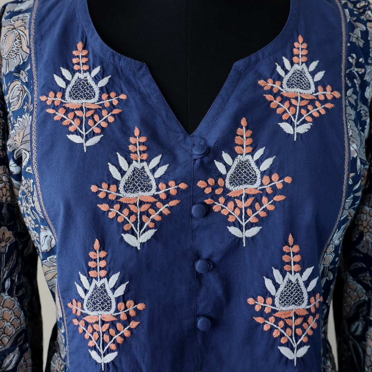 Maina Pure Cotton Printed and Hand Embroidered Tunic