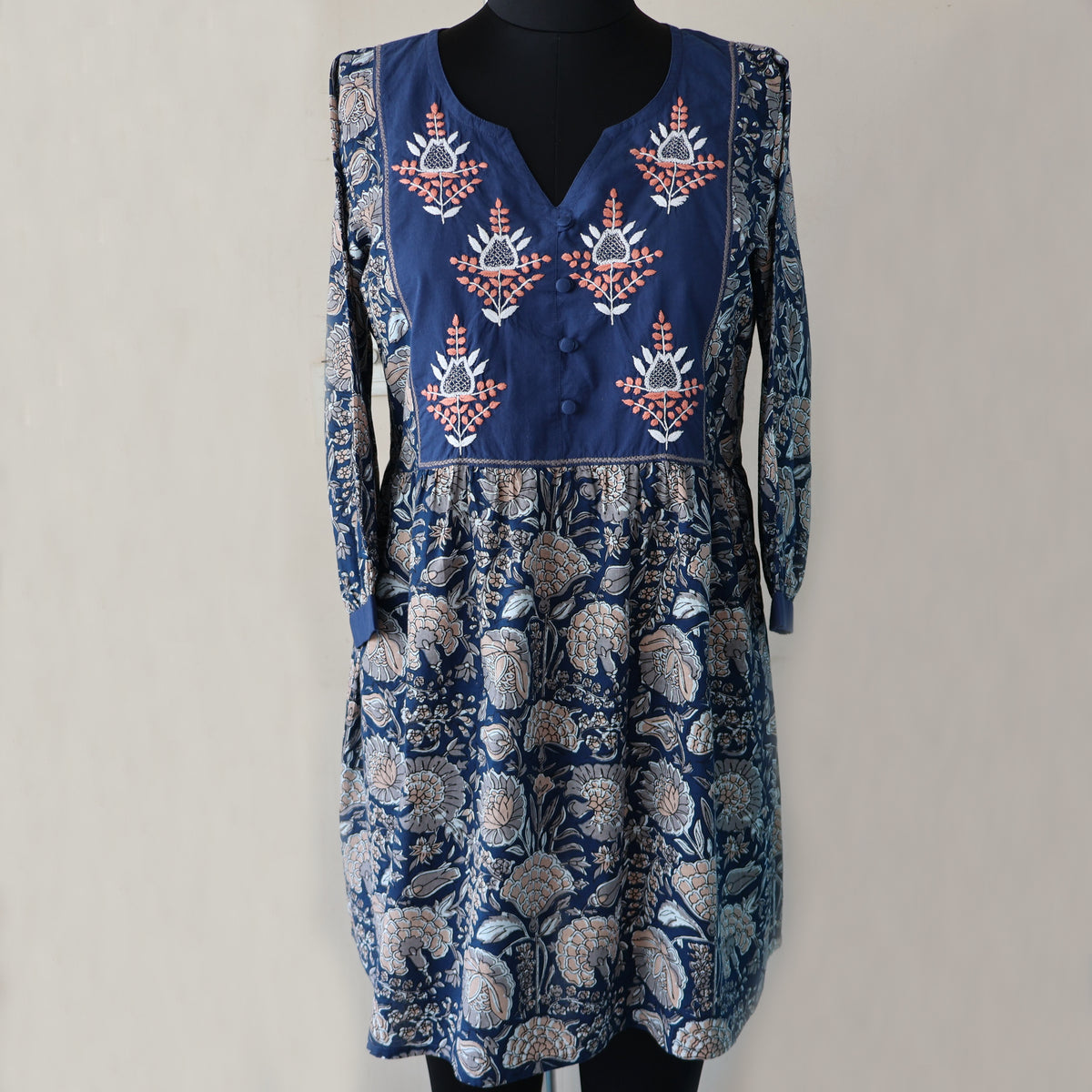 Maina Pure Cotton Printed and Hand Embroidered Tunic