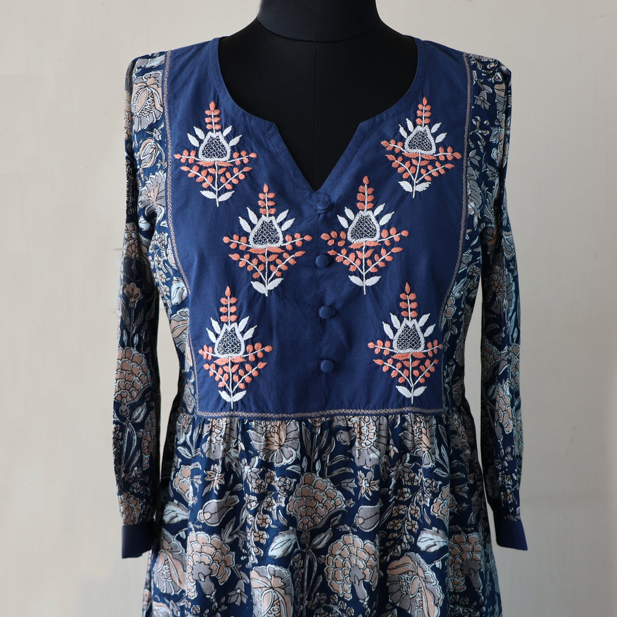 Maina Pure Cotton Printed and Hand Embroidered Tunic